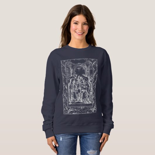 kerstbevalling Madonna en kindHolly Border Trui (Voorkant volledig)