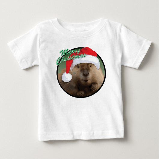 Kerstbever - Baby Fine Jersey T-Shirt (Voorkant)