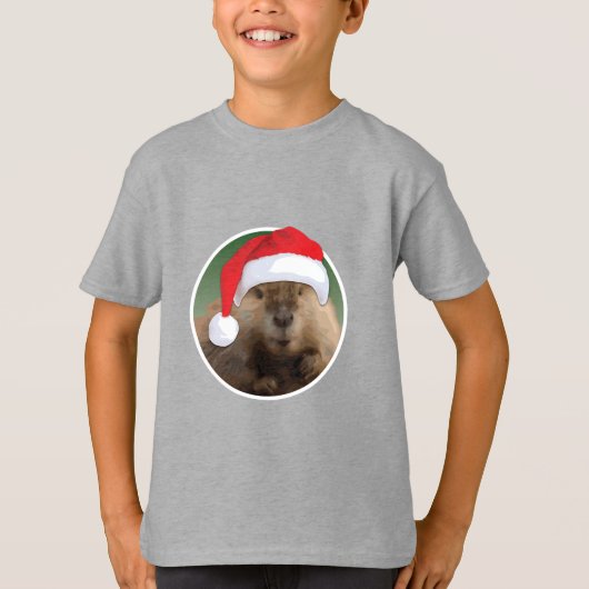 Kerstbever - Kinderen Basic T-Shirt (Voorkant)