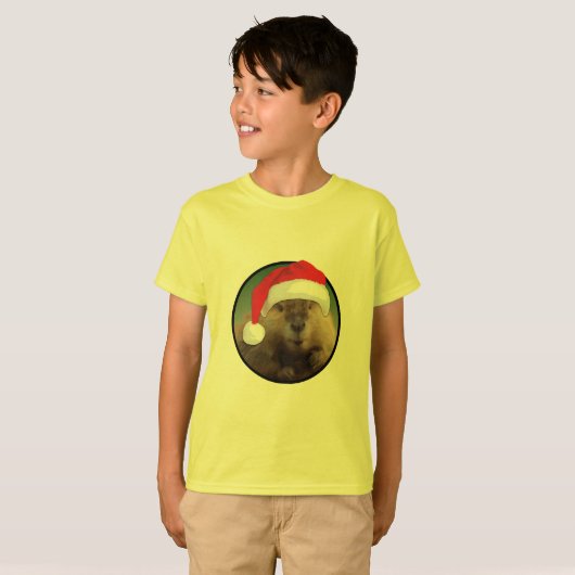 Kerstbever - Kinderen Basic T-Shirt (Voorkant volledig)