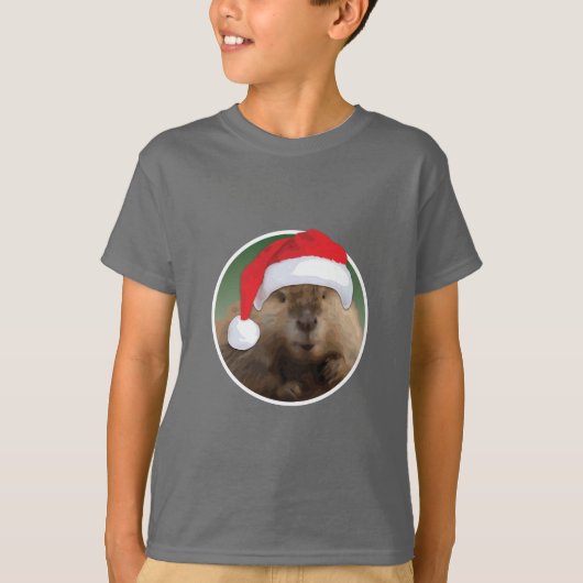 Kerstbever - Kinderen Basic T-Shirt (Voorkant)