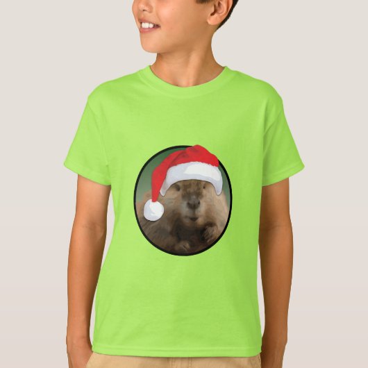 Kerstbever - Kinderen Basic T-Shirt (Voorkant)