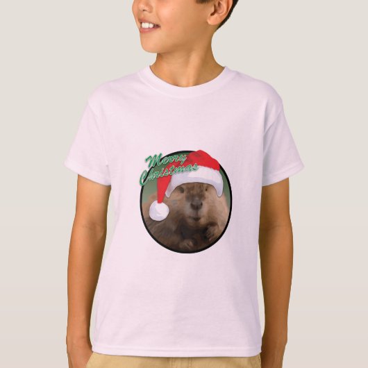 Kerstbever - Kinderen Basic T-Shirt (Voorkant)
