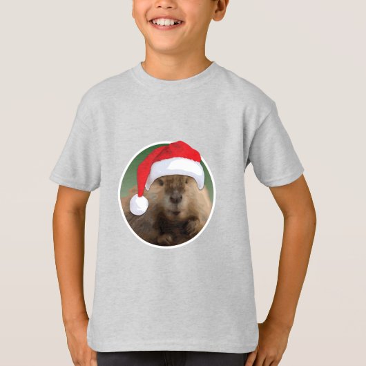 Kerstbever - Kinderen Basic T-Shirt (Voorkant)