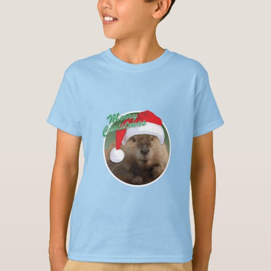 Kerstbever - Kinderen Basic T-Shirt (Voorkant)