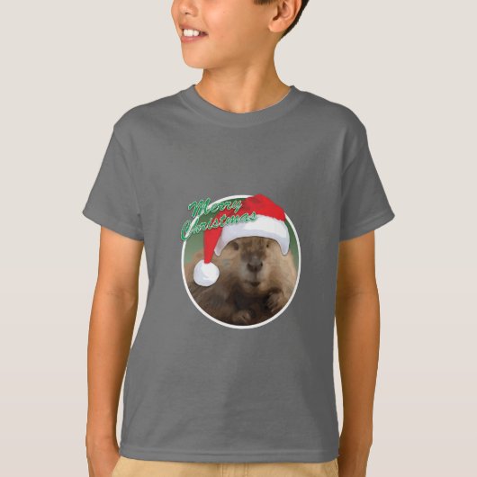 Kerstbever - Kinderen Basic T-Shirt (Voorkant)