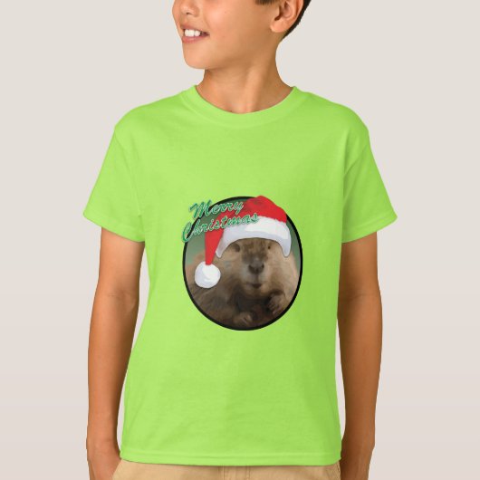 Kerstbever - Kinderen Basic T-Shirt (Voorkant)