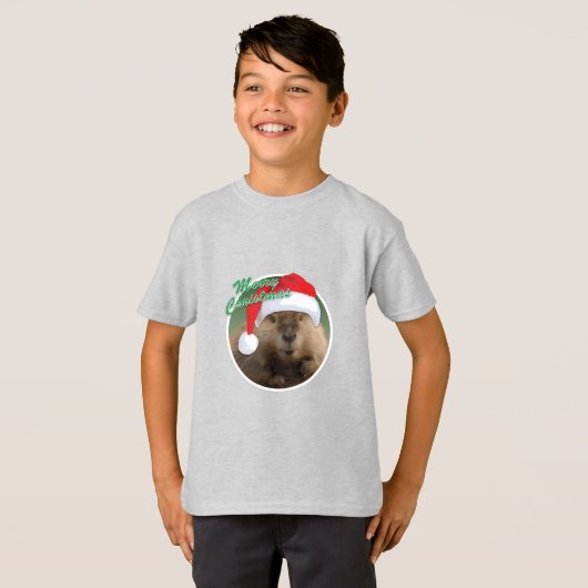 Kerstbever - Kinderen Basic T-Shirt (Voorkant volledig)