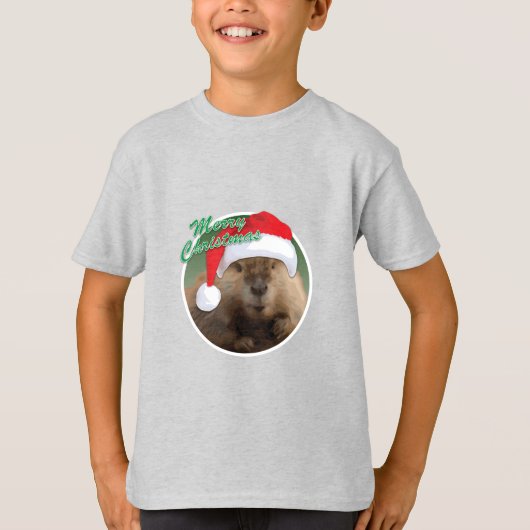 Kerstbever - Kinderen Basic T-Shirt (Voorkant)