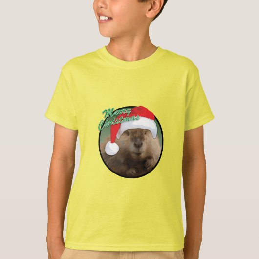 Kerstbever - Kinderen Basic T-Shirt (Voorkant)