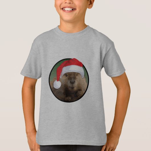 Kerstbever - Kinderen Basic T-Shirt (Voorkant)