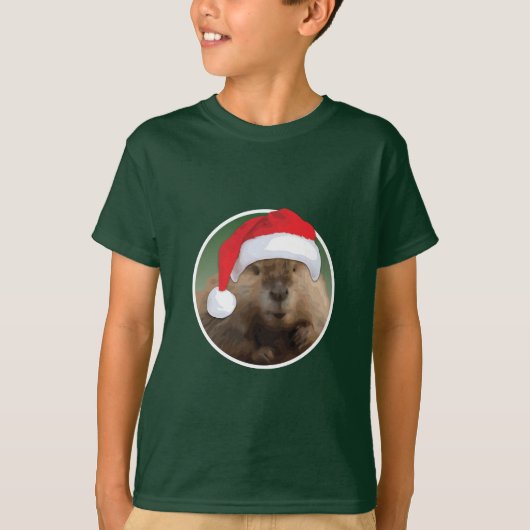 Kerstbever - Kinderen Basic T-Shirt (Voorkant)