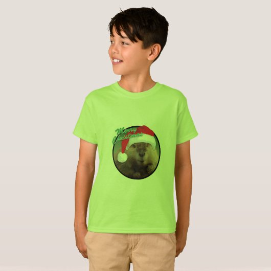 Kerstbever - Kinderen Basic T-Shirt (Voorkant volledig)