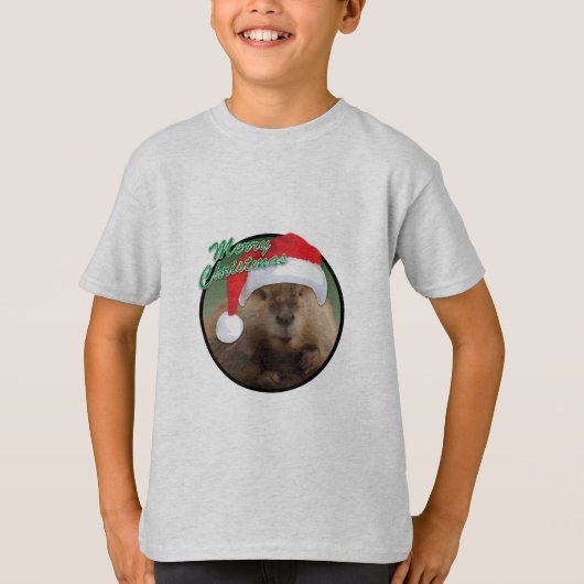 Kerstbever - Kinderen Basic T-Shirt (Voorkant)