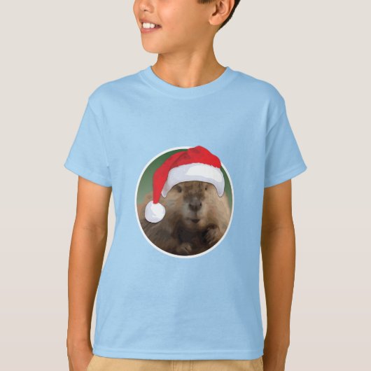 Kerstbever - Kinderen Basic T-Shirt (Voorkant)