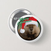 Kerstbever - standaard, Button van 2¼ inch voor 20 (Voorkant /achterkant)