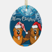 kerstbevers keramisch ornament (Rechts)