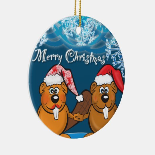 kerstbevers keramisch ornament (Rechts)