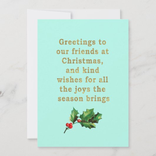  kerstbevogel Holly Kaart (Achterkant)