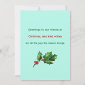  kerstbevogel Holly Kaart (Achterkant)