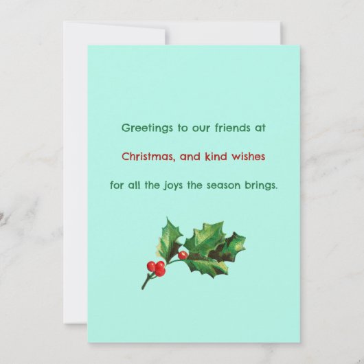  kerstbevogel Holly Kaart (Achterkant)