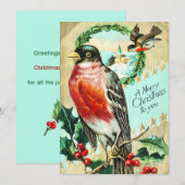 kerstbevogel Holly Kaart (Voorkant / Achterkant)