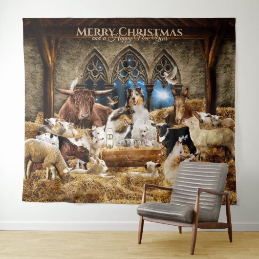 Kerstbevruchting bij alle dieren met ruchte koloni wandkleed (In Situ (horizontaal))