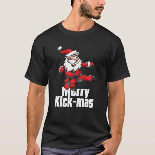 Kerstbevruchting Kick-Mas Santa Claus Karate T-shirt (Voorkant)