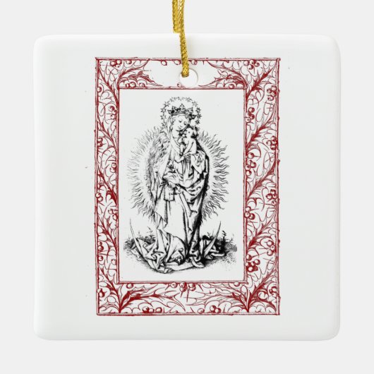 Kerstbevruchting Madonna en Child Holly Ceramic Keramisch Ornament (Voorkant)