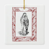 Kerstbevruchting Madonna en Child Holly Ceramic Keramisch Ornament (Achterkant)