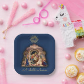 kerstbevruchting van Baby Jezus Papier Papieren Bordje (Feest)