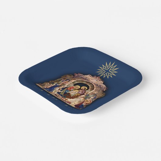 kerstbevruchting van Baby Jezus Papier Papieren Bordje (Gebogen)