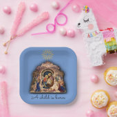 kerstbevruchting van Baby Jezus Papier Papieren Bordje (Feest)