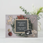Kerstbewerkbare Baby Sonogram Zwangerschap Aankondiging (Staand voorkant)