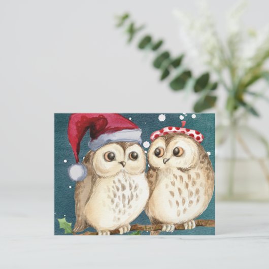 kerstbezit feestdagenkaart (Staand voorkant)