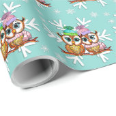 kerstbezit met Waterverf en sneeuwvlokken Blauwgro Cadeaupapier (Rol Hoek)