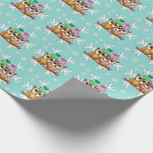 kerstbezit met Waterverf en sneeuwvlokken Blauwgro Cadeaupapier (Hoek)