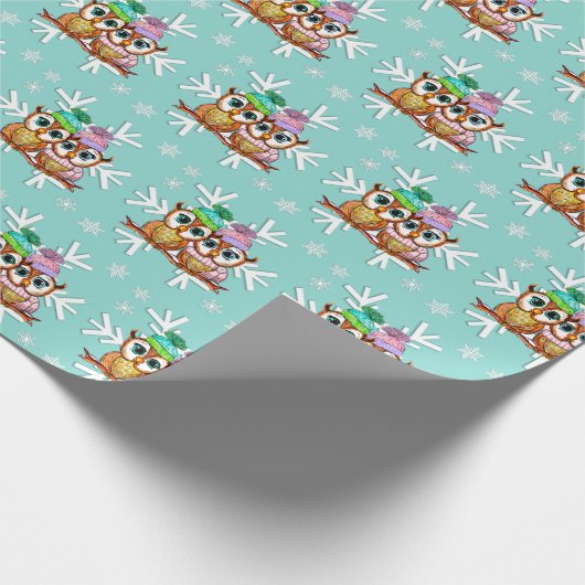 kerstbezit met Waterverf en sneeuwvlokken Blauwgro Cadeaupapier (Hoek)