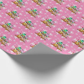 kerstbezit met Waterverf en sneeuwvlokken Roze Cadeaupapier (Hoek)