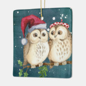 Kerstbezit op bijkantoor bij nacht keramisch ornament (Links)