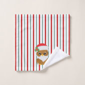 Kerstbezit op Blauwgroen en rood Bad Handdoek (Wasdoekje)