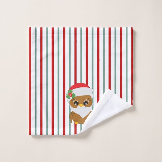 Kerstbezit op Blauwgroen en rood Bad Handdoek (Wasdoekje)