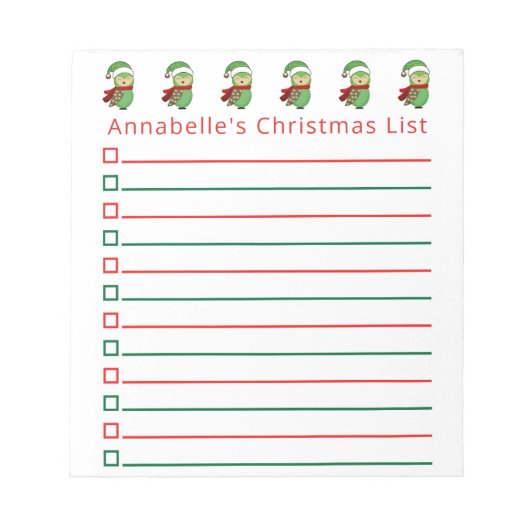 kerstbezit Winkellijst aanpassen Notitieblok (Voorkant)