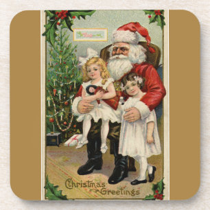 kerstbezoeker met tweet meisje Tan Bier Onderzetter