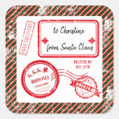 kerstbezorging Noordpool-post vanaf Santa Vierkante Sticker (Voorkant)