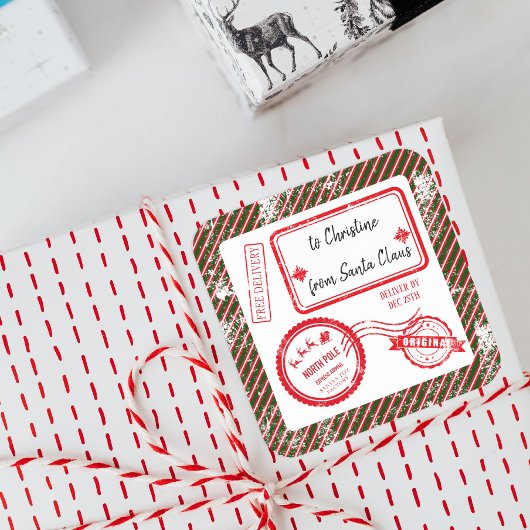 kerstbezorging Noordpool-post vanaf Santa Vierkante Sticker