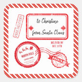 kerstbezorging Noordpool-post vanaf Santa Vierkante Sticker (Voorkant)