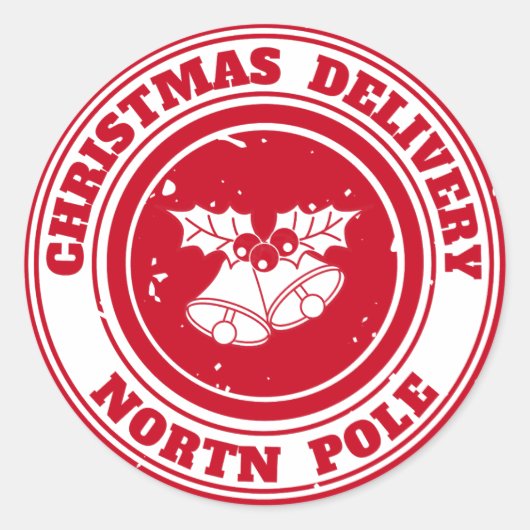 Kerstbezorging Noordpool Ronde Sticker (Voorkant)