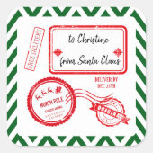 kerstbezorging Noordpoolpost vanuit Santa Squ Vierkante Sticker (Voorkant)