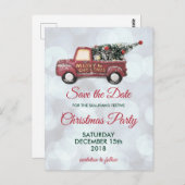 Kerstbezorging Truck Party Save the Date Briefkaart (Voorkant / Achterkant)